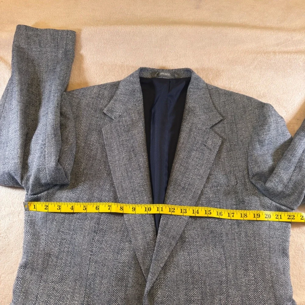 Haggar Wool Herringbone Gentlemen's‎ Fit Blazer Sport Coat Blue Ivy Prep Sz 42L